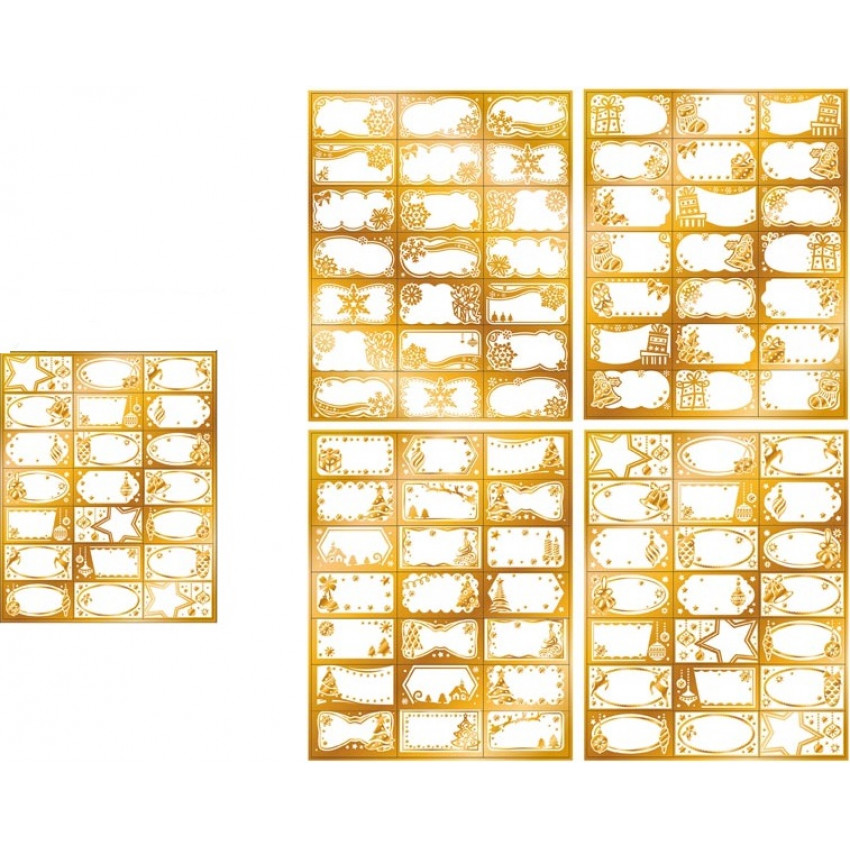 Samolepky na darčeky vianočné zlaté 20 x 30cm 21ks