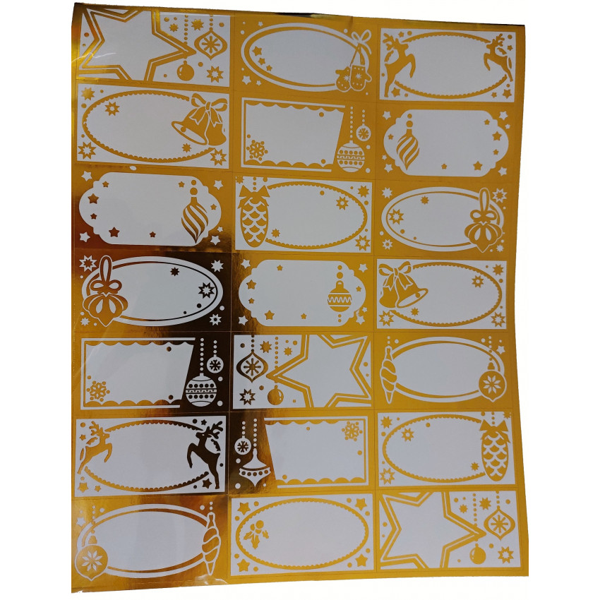 Samolepky na darčeky vianočné zlaté 20 x 30cm 21ks