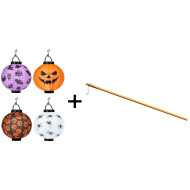 Halloween lampion 20cm 2ks + 2ks Palička na lampióny