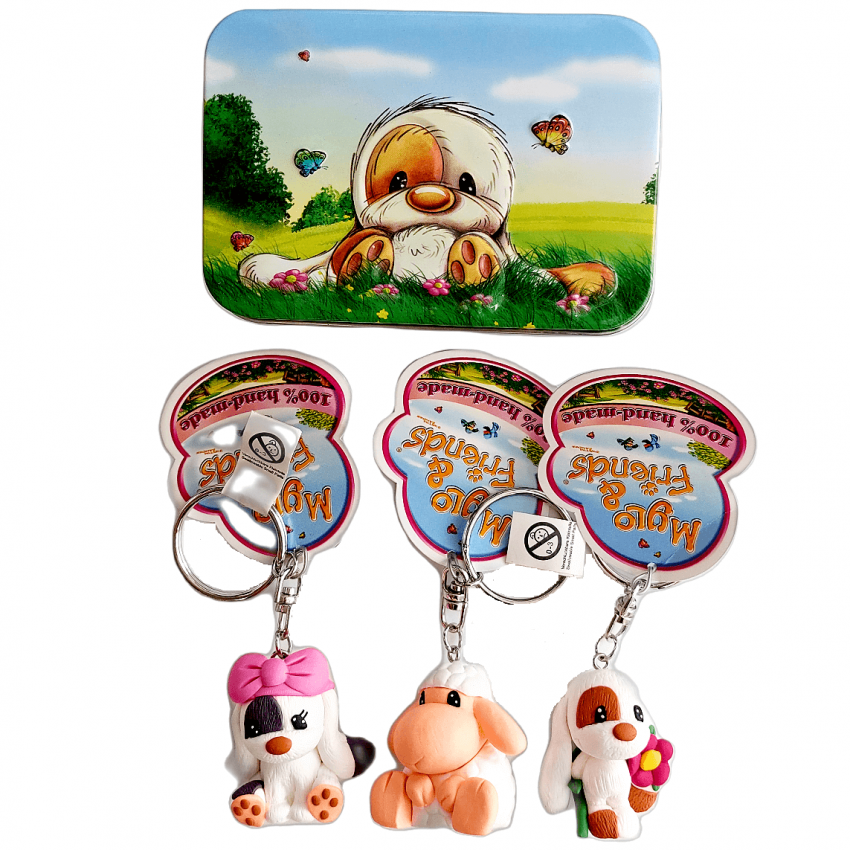 Kovová krabička + 3x prívesok Mylo