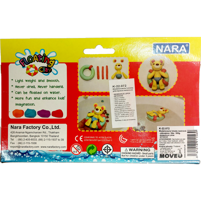 MOVEO Modelovacia hmota plávajúca-neónová 6 ks 300g