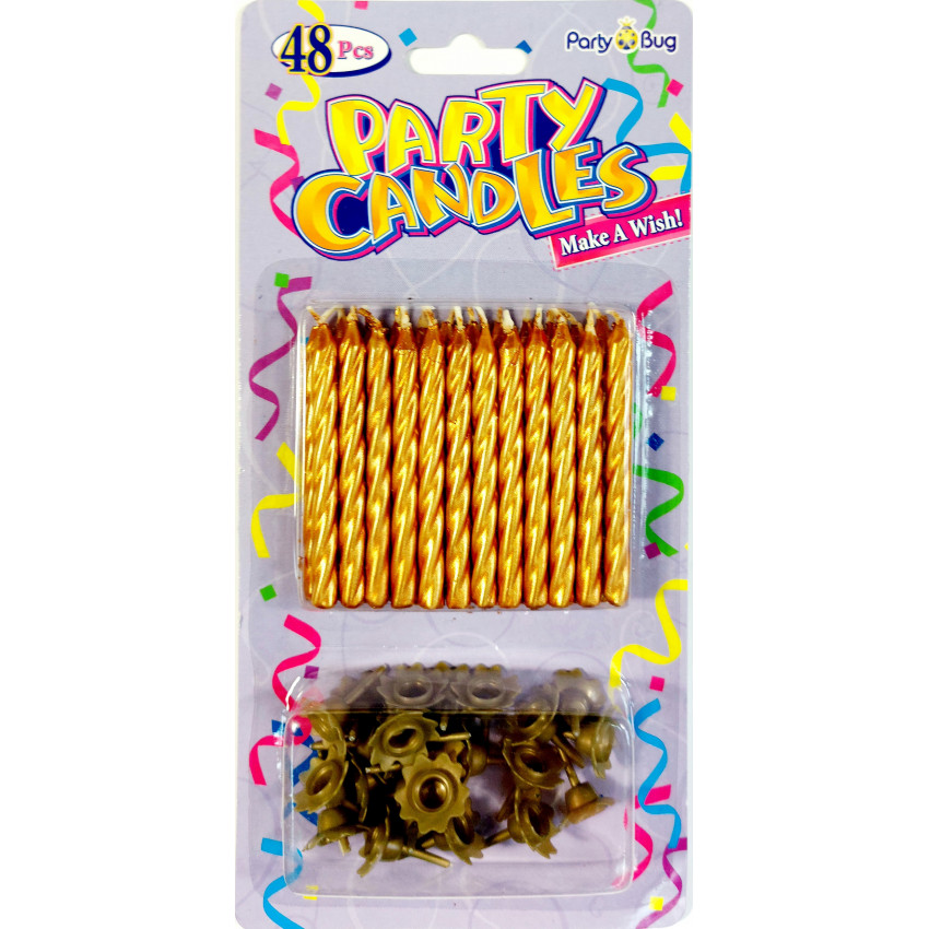 MOVEO Párty sviečky s podstavcami 24 ks zlaté