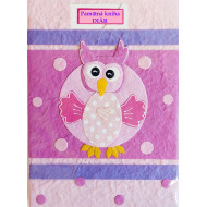 MOVEO Diár z ručného papiera SOVA ružová