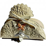 Krabička z ručného papiera béžová s kvetom