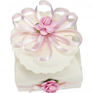 Krabička z ručného papiera ružová mašla