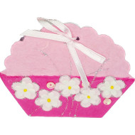 Krabička z ručného papiera  ružová kvetinky 10ks