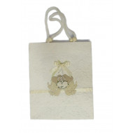 Papierová taška béžová/82 svadobné holubice