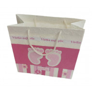 Papierová taška 35x33cm-dno 16cm-11 BABY nôžky ružová