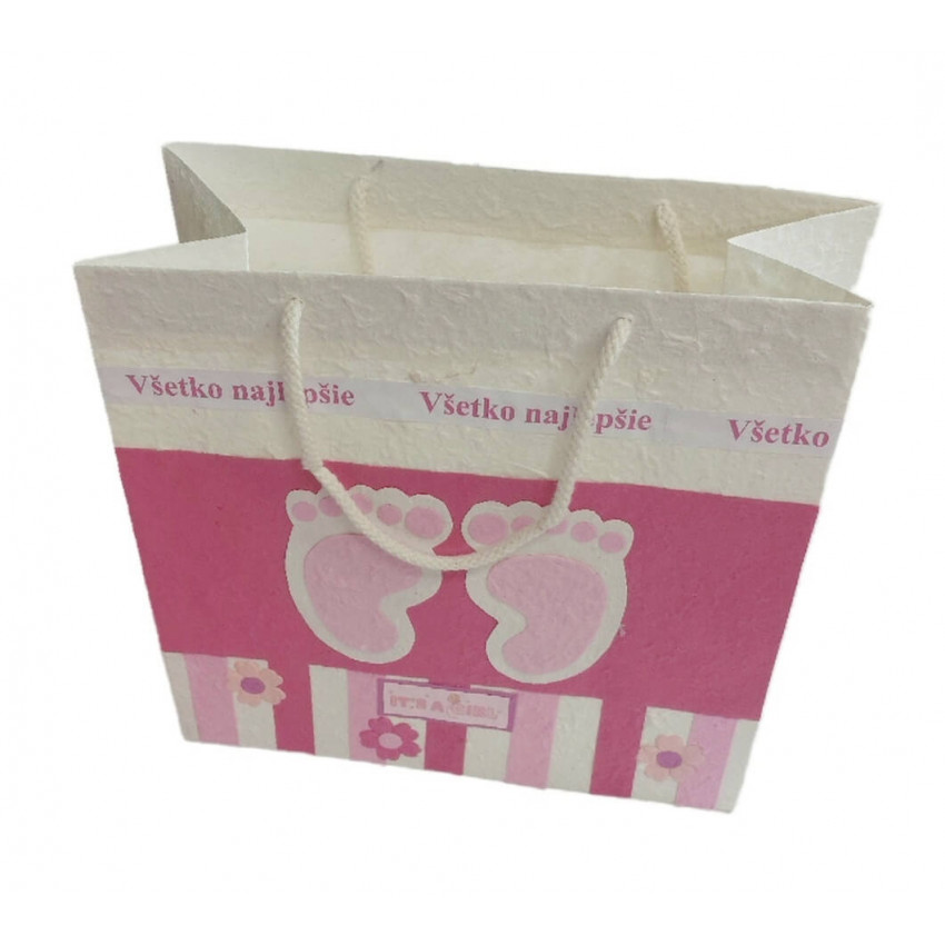 Papierová taška 35x33cm-dno 16cm-11 BABY nôžky ružová