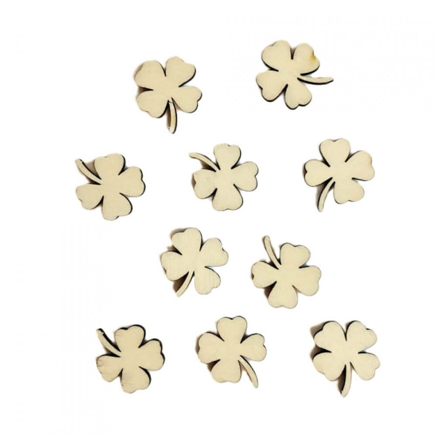 MOVEO Drevené výseky na dekorovanie štvorlístok 10ks