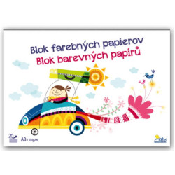 Skicár farebný papier A3/20ks 130g, farebný mix