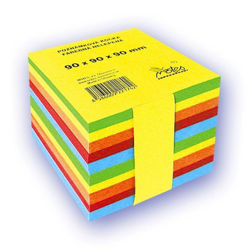 Poznámková kocka lepená farebná 9x9x9cm