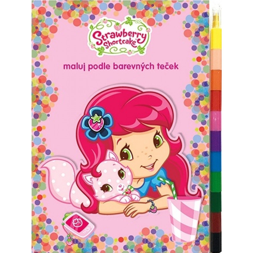 Omaľovanka Strawberry maľuj podľa farebných bodiek + maxi voskovky