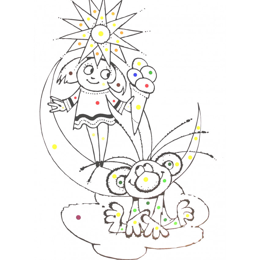 Omaľovanka Rozprávkový svet Z. Smetany maľuj podľa farebných bodiek + maxi voskovky