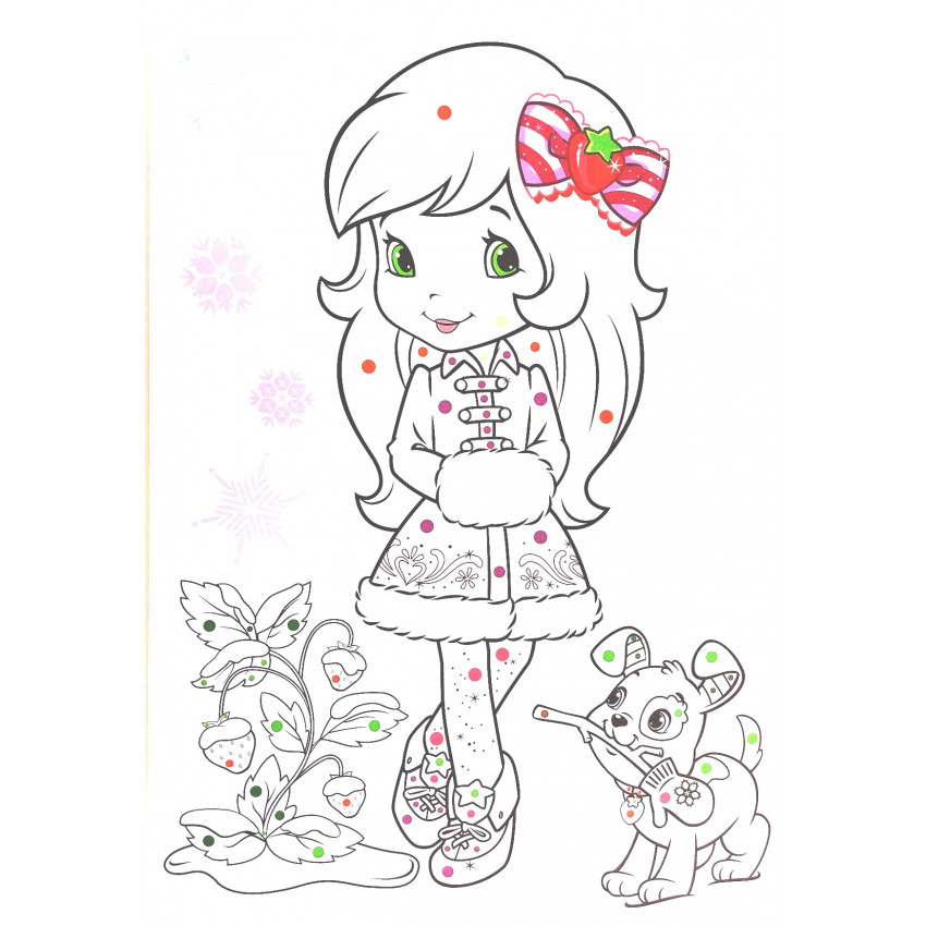 Omaľovanka Strawberry maľuj podľa farebných bodiek + maxi voskovky