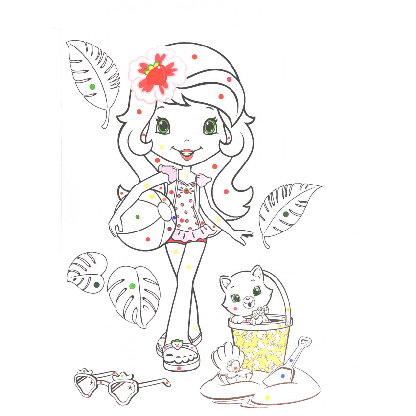 Omaľovanka Strawberry maľuj podľa farebných bodiek + maxi voskovky