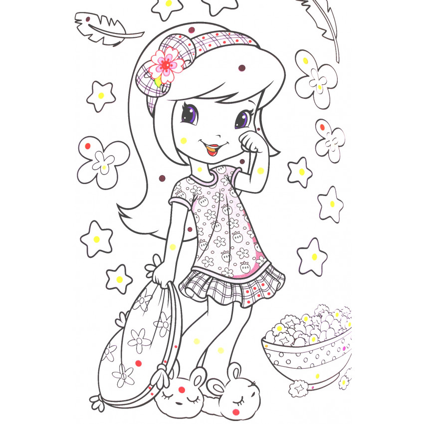 Omaľovanka Strawberry maľuj podľa farebných bodiek + maxi voskovky