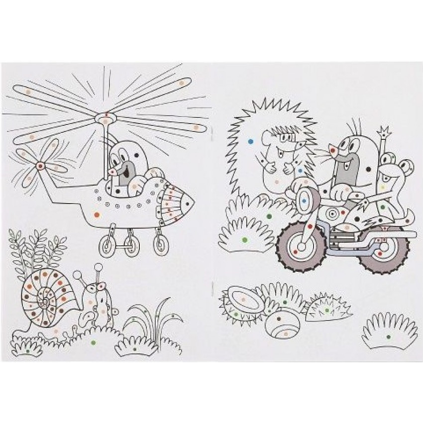 Omaľovanka Krtko žltá maľuj podľa farebných bodiek + maxi voskovky