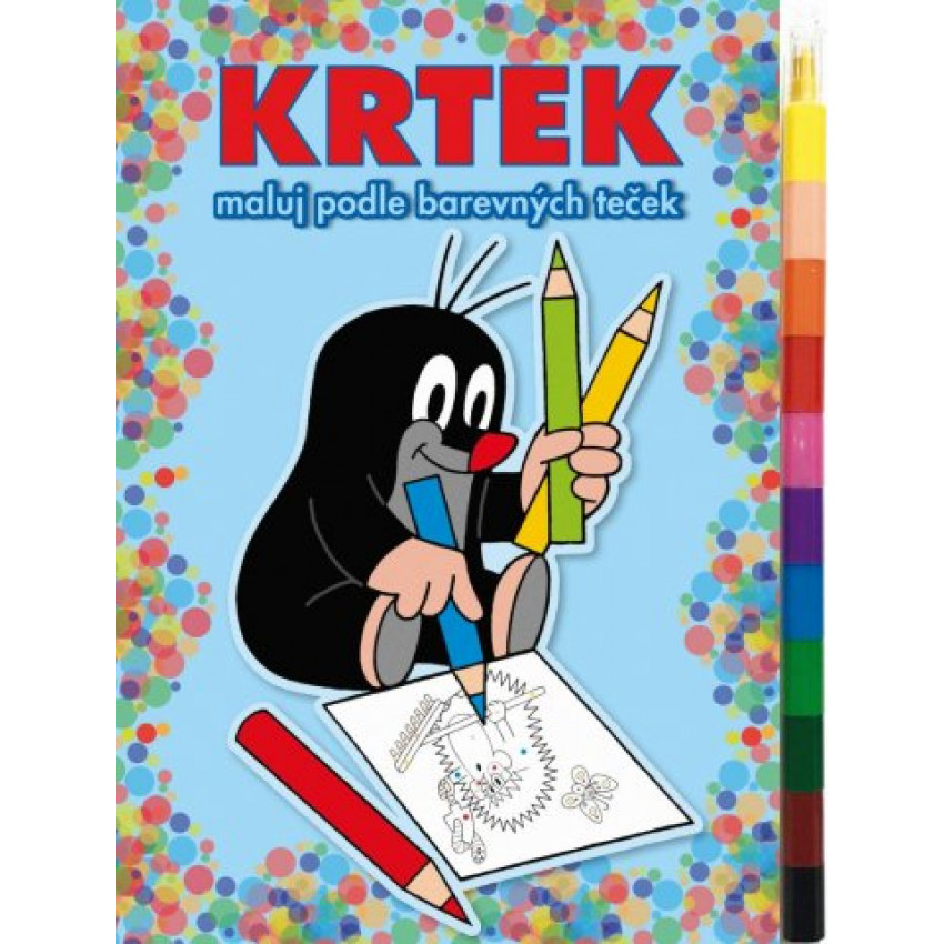 Omaľovanka Krtko maľuj podľa farebných bodiek + maxi voskovky