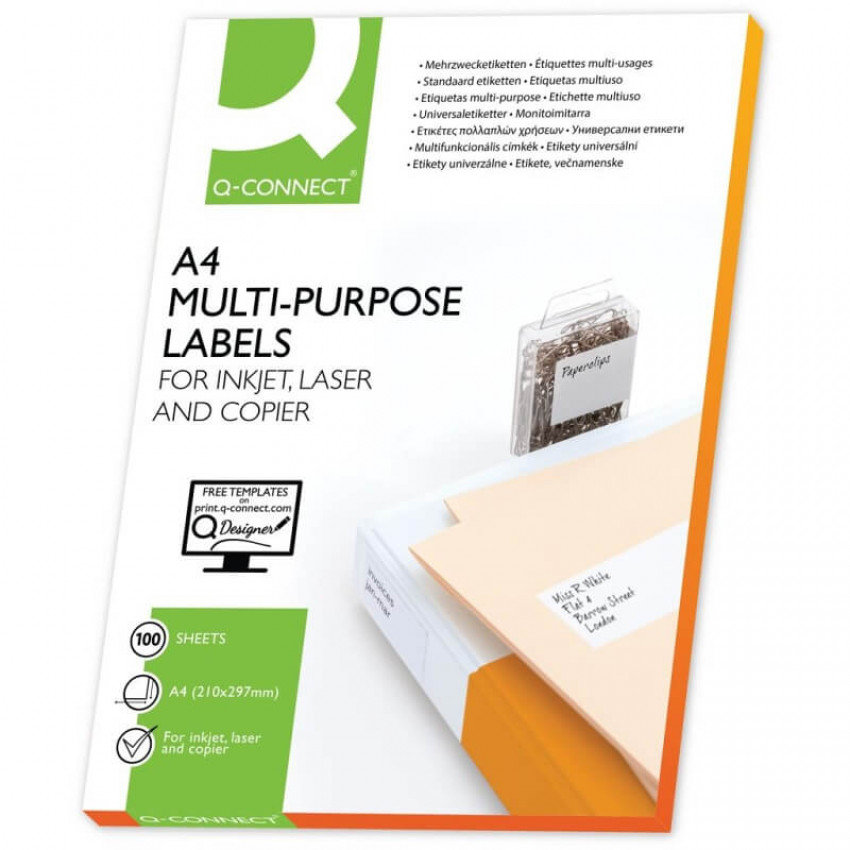 Etikety hárok Q-Connect 105x42,3mm 14ks - hárok