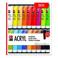 Sada akrylových farieb MARABU 36ml Basic 18ks
