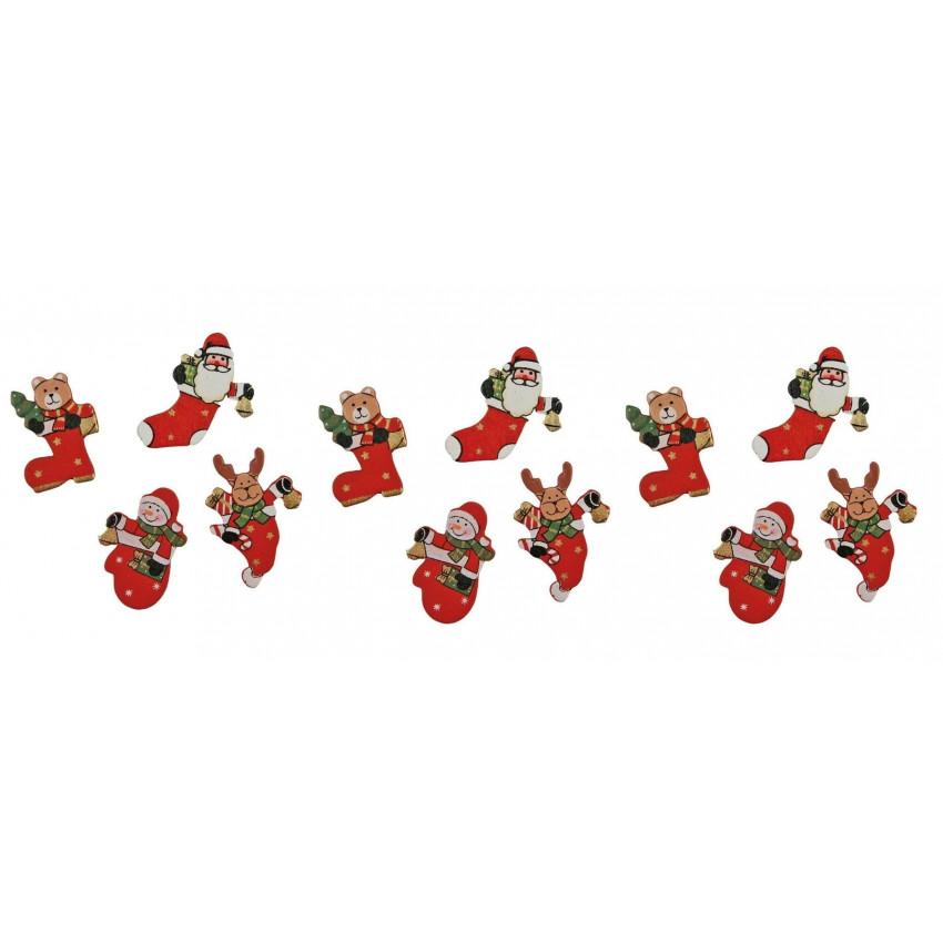 Drevené dekorácie vianočné postavičky 12ks