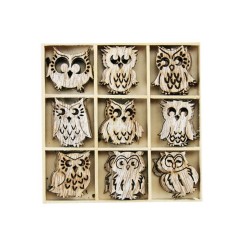 Drevené dekorácie 3,5cm Sovy 36ks