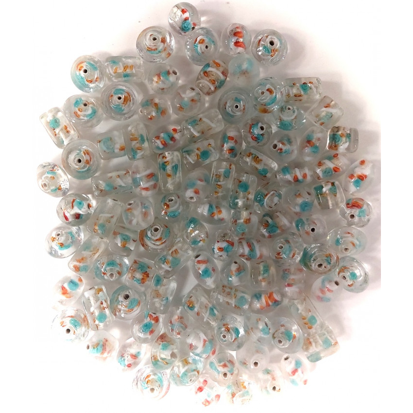 Stafil Korálky mix 100ks sklenenné vetro c.rose transp. arancio turchese