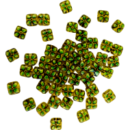 Stafil Korálky sklenené 11 x 11 mm 50 ks zelené s kvetinkou