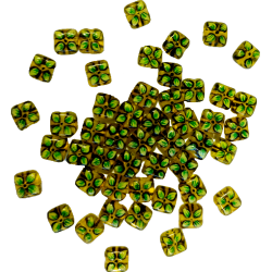 Stafil Korálky sklenené 11 x 11 mm 50 ks zelené s kvetinkou