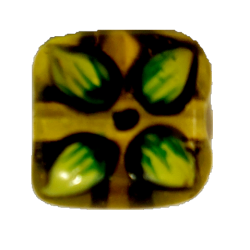 Stafil Korálky sklenené 11 x 11 mm 50 ks zelené s kvetinkou