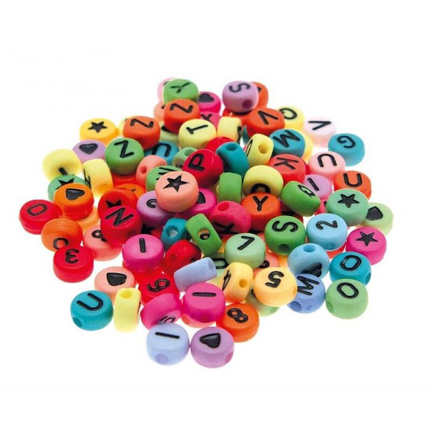 Korálky abeceda farené Stafil 8mm 312ks