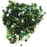 Korálky sklenené mix 1kg zelené, kreatív