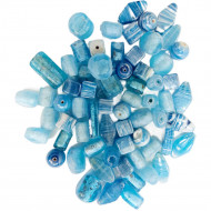 Stafil Korálky sklenené mix 0,5kg turchese modré