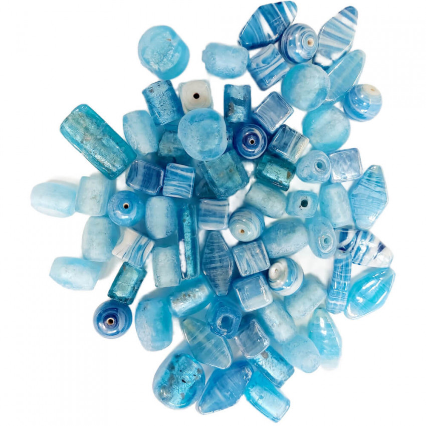 Stafil Korálky sklenené mix 0,5kg turchese modré