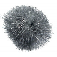 Pom-pom-jednofarbný strieborný metalický 50 mm 15ks