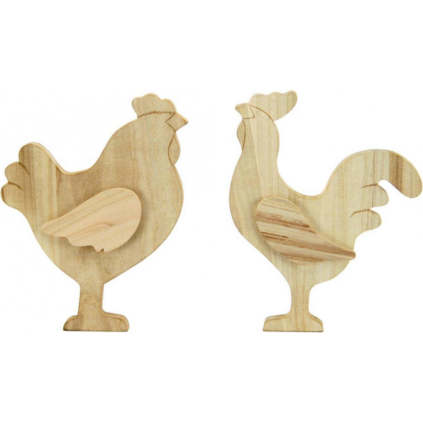 Drevenný kohút, sliepka 27cm