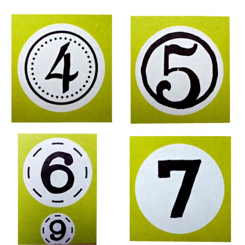Drevená pečiatka číslo 4, 5, 6, 7