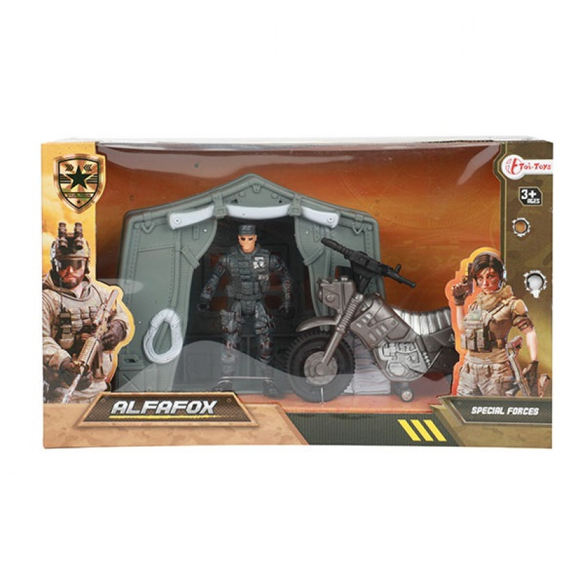 ALFAFOX Vojenská sada s motorom, stan, figúrka