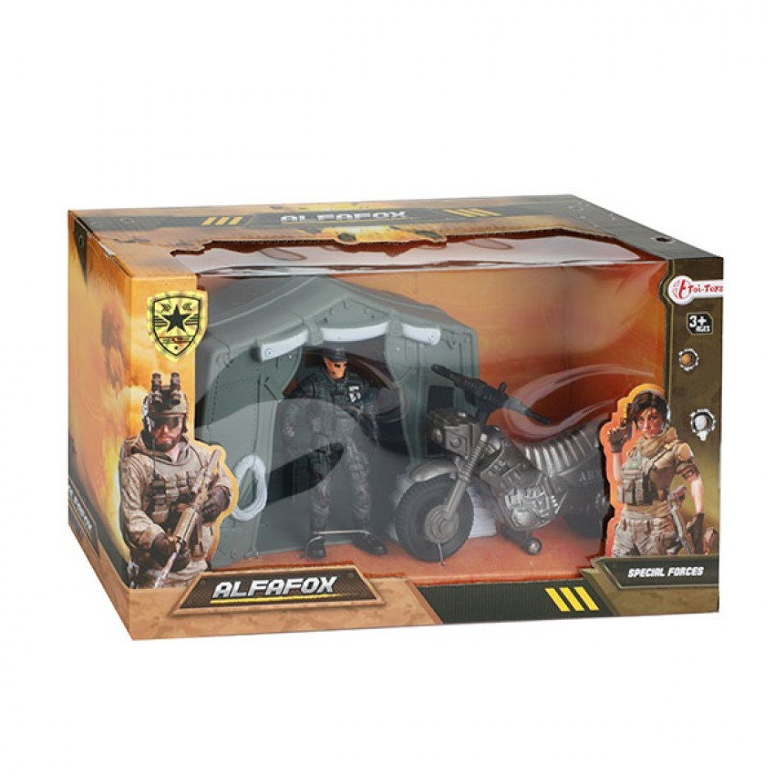 ALFAFOX Vojenská sada s motorom, stan, figúrka