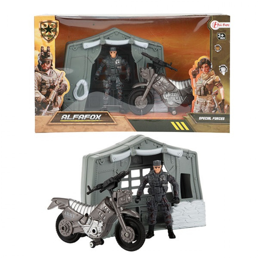 ALFAFOX Vojenská sada s motorom, stan, figúrka