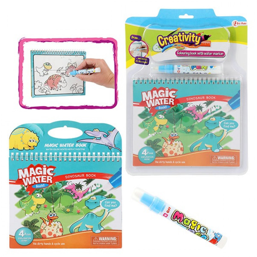 Vodová omaľovánka premaľovateľná Dino Toi Toys Vodová omaľovánka premaľovateľná Dino