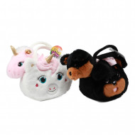 Plyšový pes v kabelke s očami