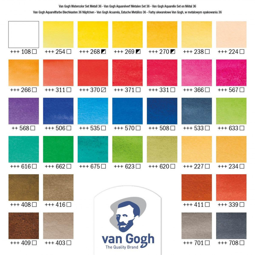Van Gogh vodové farby v kovovom púzdre 36 ks + štetec
