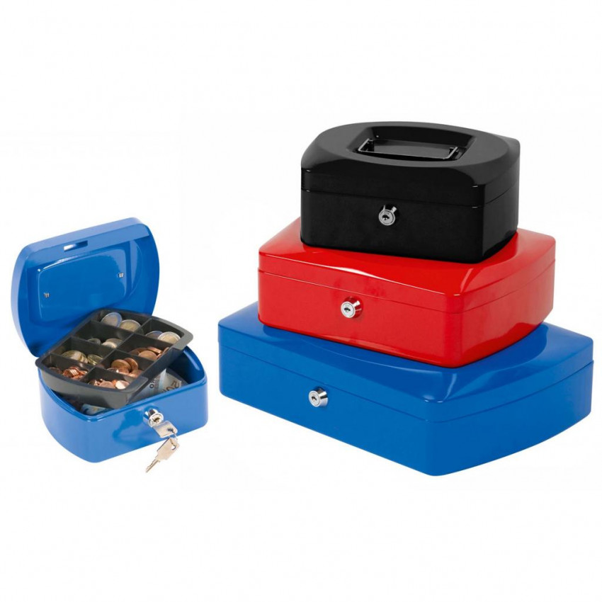 kovová uzamikateľná pokladnička