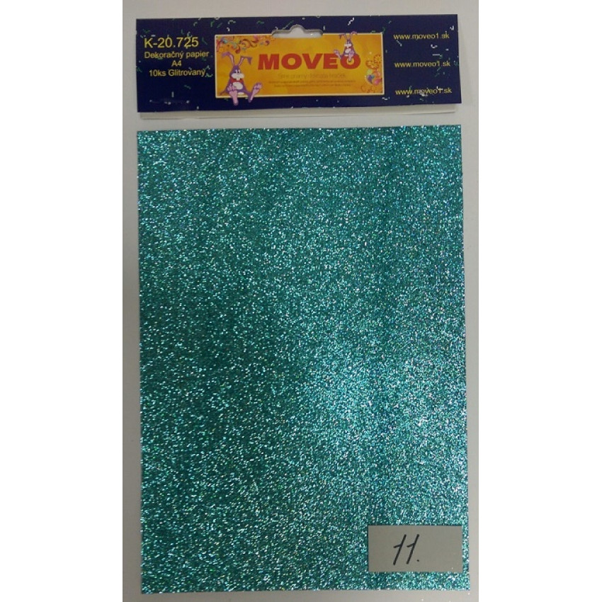 Glitrovaný papier-bledo tyrkysový