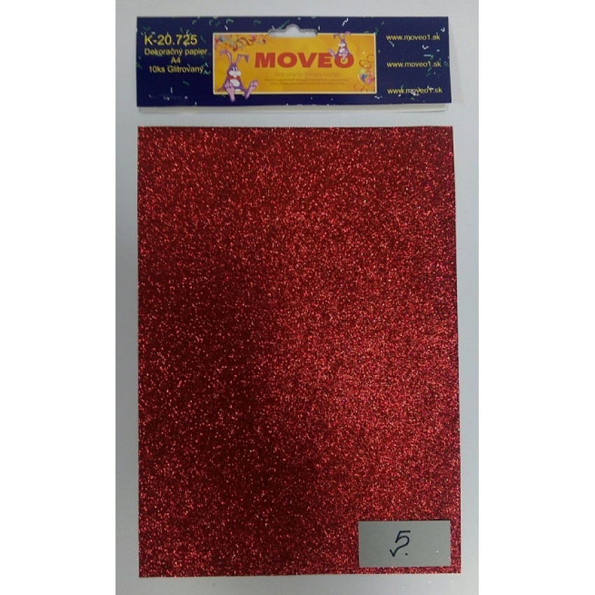 Glitrovaný papier- červený