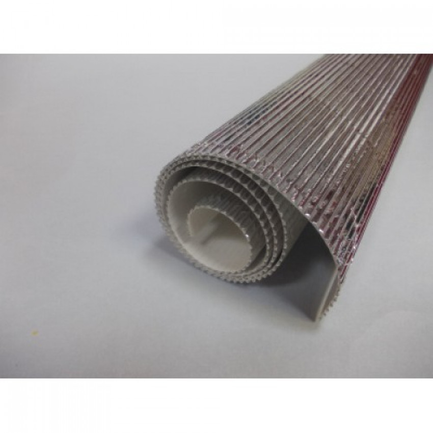 K-20.019 Kartón vlnitý 50x70cm - strieborný-metál