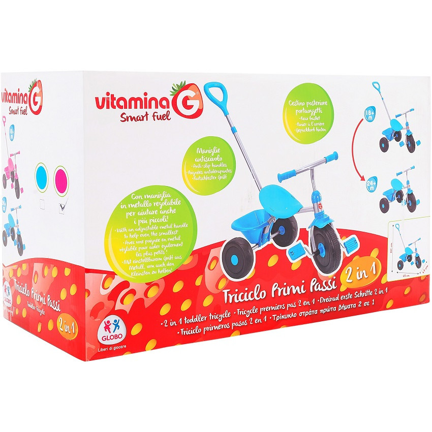Vitamina G Trojkolka kovová s rúčkou-ružová