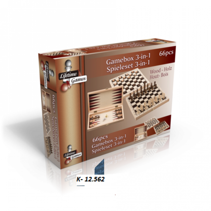  Drevenná spoločenská hra 3v1